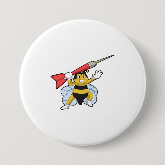 Bee at Darts with Dart.PNG 缶バッジ (正面)
