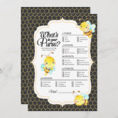 Bee Baby Showerあなたの財布ゲームの中にあるものを 招待状 (正面/裏面)