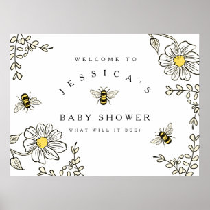 Bee Baby Showerへようこそのまわりに・シャワー ポスター