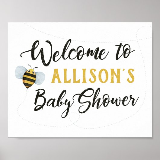 Bee Baby Showerウェルカムサイン ポスター (正面)