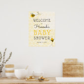 Bee Baby Showerウェルカムサイン ポスター (キッチン)