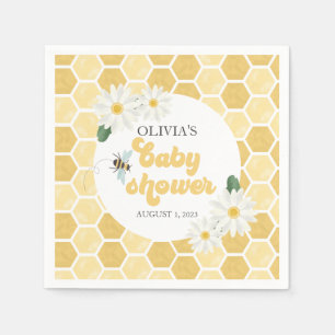 Bee Baby Showerハニカムとデイジー スタンダードカクテルナプキン