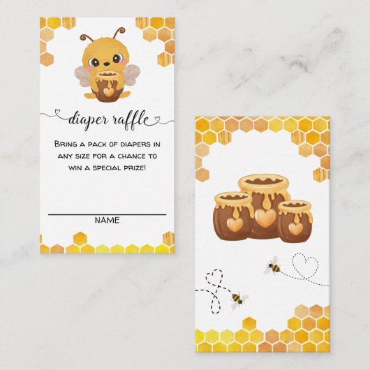 Bee Baby Shower おむつくじ ハニコム ニュートラル エンクロージャーカード (正面/裏面)