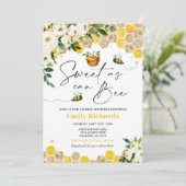 Bee Baby Shower ジェンダーニュートラル スウィート アズ キャン ビー 招待状 (スタンド正面)