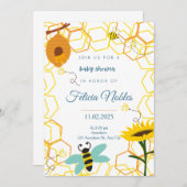 Bee Baby Shower 招待状 (正面/裏面)
