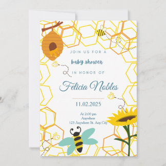 Bee Baby Shower 招待状