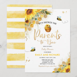 Bee Baby Shower 男女兼用 Parets To Bee 招待状