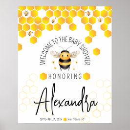 Bee Baby Shower 男女兼用 Welcome 手頃 ポスター