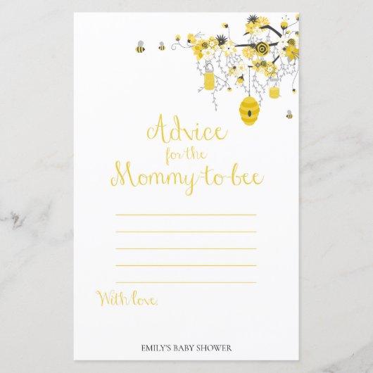 Bee Baby Shower Game -アドバイスfor Mommy to BEE (正面)