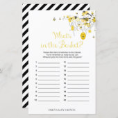 Bee Baby Shower Game – バスケットゲームの内容 (正面/裏面)