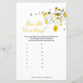 Bee Baby Shower Game – 彼らは何歳だった