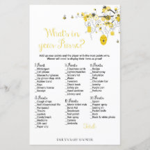 Bee Baby Shower Game – 財布の中に何があるか