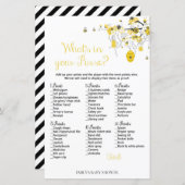 Bee Baby Shower Game – 財布の中に何があるか (正面/裏面)