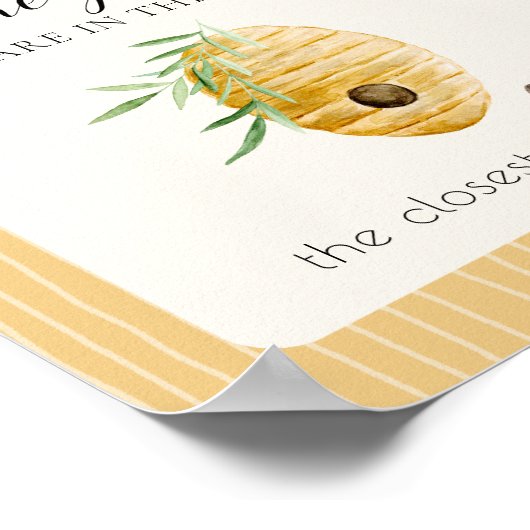 Bee Baby Shower Guess How Many Game Table Sign ポスター (角)