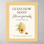 Bee Baby Shower Guess How Many Game Table Sign ポスター (正面)