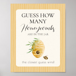 Bee Baby Shower Guess How Many Game Table Sign ポスター