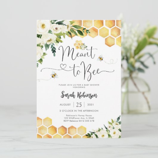 Bee Baby Shower Invitation 招待状 (スタンド正面)