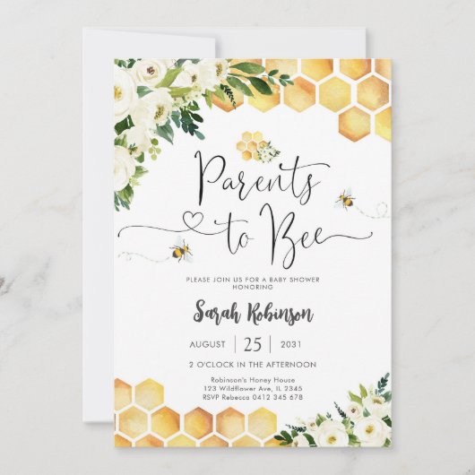 Bee Baby Shower Invitation 招待状 (正面)