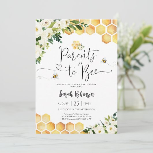 Bee Baby Shower Invitation 招待状 (スタンド正面)