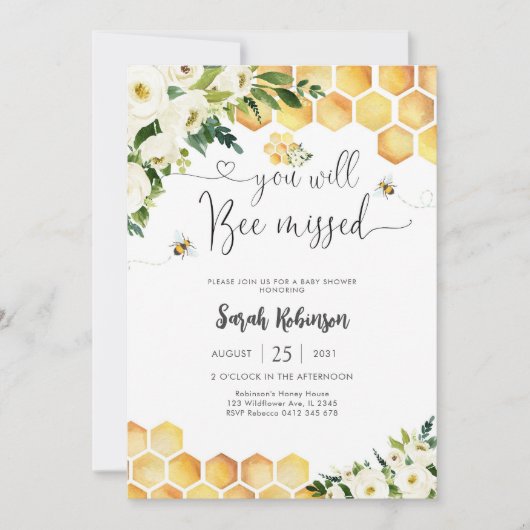 Bee Baby Shower Invitation 招待状 (正面)