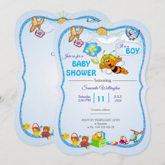 Bee Baby Shower Invitation for boy 招待状