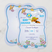 Bee Baby Shower Invitation for boy 招待状 (正面/裏面)