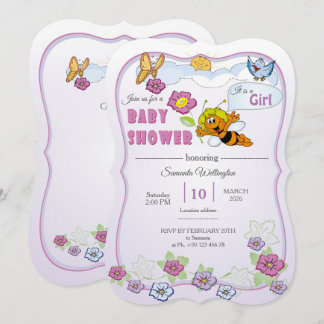 Bee Baby Shower Invitation for Girl 招待状