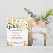 Bee Baby Shower Photoの途中に蜂蜜が少し入っている 招待状 (スタンド正面)