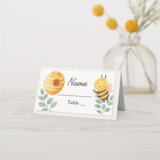 Bee Baby Shower Place Card  プレイスカード (正面)