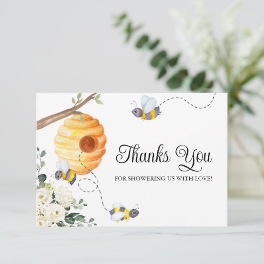 Bee Baby Shower Thank You カード (スタンド正面)