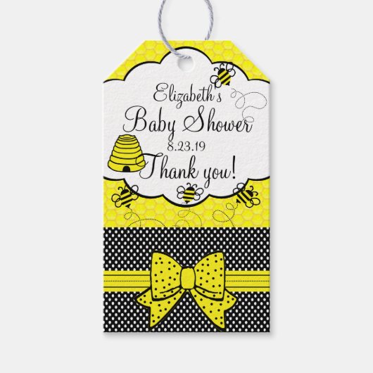 Bee Baby Shower Thank You ギフトタグ (正面)