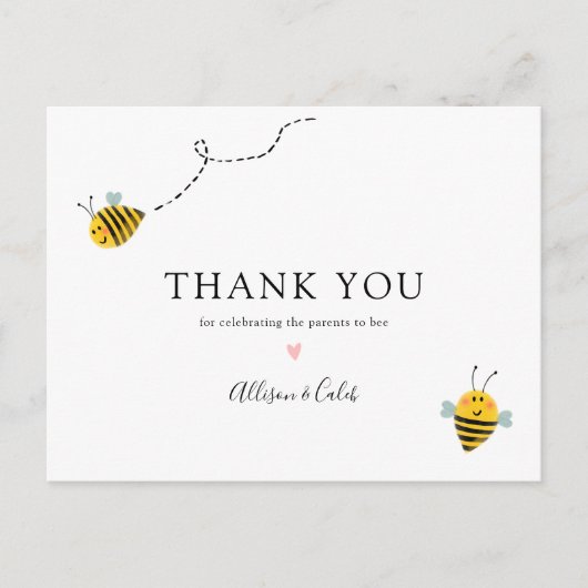 Bee Baby Shower Thank You ポストカード (正面)