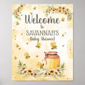 Bee Baby Shower Welcome Sign 8x10" ポスター (正面)