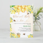 Bee Baby shower yellowフローラ性発現 招待状 (スタンド正面)
