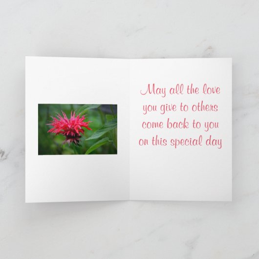 Bee Balm Reflection Mother's Day Card カード (内部)