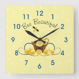 Bee Beautiful Wall Clock、10.75インチ正方形アクリル スクエア壁時計
