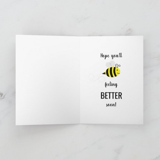 「BEE BETTER SOON」病気のBee Get Well Card カード (内部)
