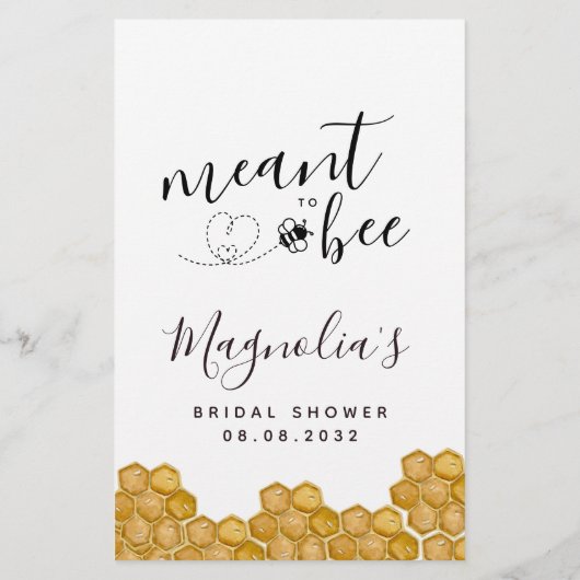 Bee Bingoブライダルシャワーゲーム (裏面)