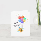 Bee Birthday Card - "Happy Bee-Day!" カード (正面)