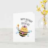 Bee Birthday Card - "Happy Birthday to the Queen!" カード (黄色い花)
