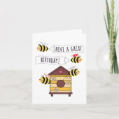 Bee Birthday Card - "Hive a Great Birthday!" カード (正面)