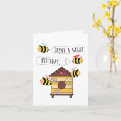Bee Birthday Card - "Hive a Great Birthday!" カード (黄色い花)