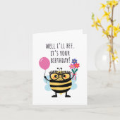 Bee Birthday Card - "Well I'll Bee" カード (黄色い花)