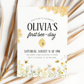 Bee Birthday First Bee Day Invitation 招待状