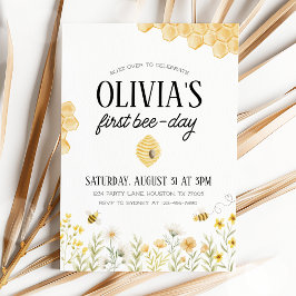 Bee Birthday First Bee Day Invitation 招待状