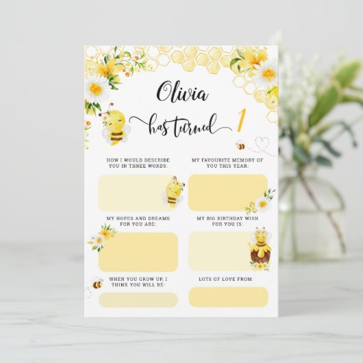 Bee birthday ways time capsule notes 招待状 (スタンド正面)