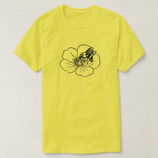 Bee Blossom Line Art Tシャツ (デザイン正面)