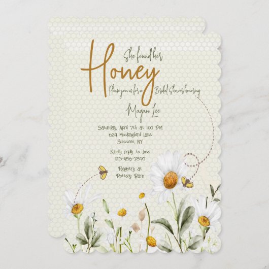 Bee Bridal Showerの招待 招待状 (正面/裏面)