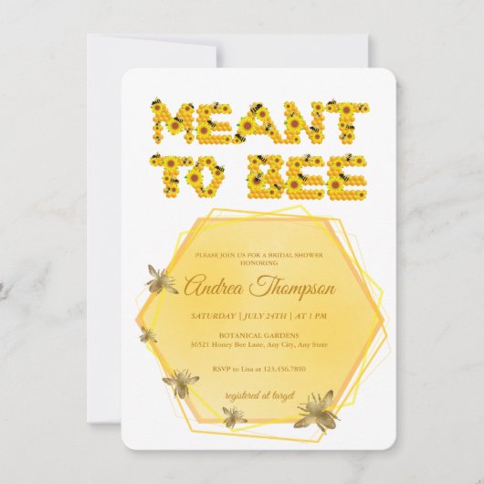 Bee Bridal Showerの招待 |蜂へ 招待状 (正面)