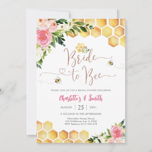 Bee Bridal Shower Invitation 招待状 (正面)